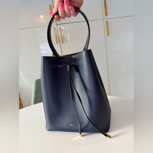Ralph Lauren Leather Debby Drawstring Bucket Bag